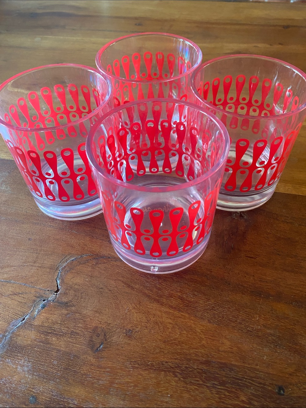 Jonathan Adler Red Retro Pattern Plastic Tumblers - Set of 4